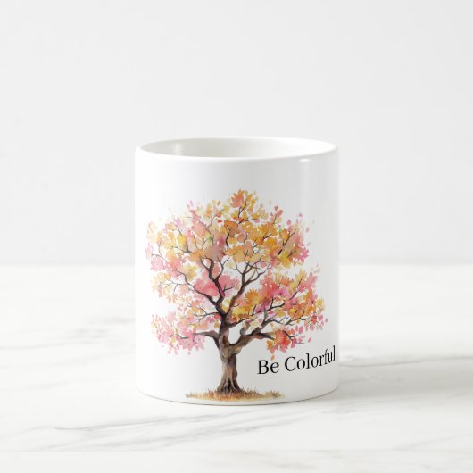 Pink Yellow Tree コーヒーマグカップ (中央)