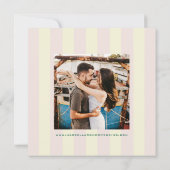 Pink Yellow Vertical Stripes Modern Save the Date セーブザデート (裏面)