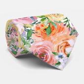 Pink Yellow White Orange Rose Flowers Pattern ネクタイ (ロール)