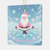 Pink Yoga Santa Meditation Christmas セラミックオーナメント (左)