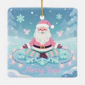 Pink Yoga Santa Meditation Christmas セラミックオーナメント (裏面)