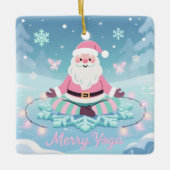 Pink Yoga Santa Meditation Christmas セラミックオーナメント (正面)