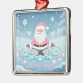 Pink Yoga Santa Meditation Christmas メタルオーナメント (左)
