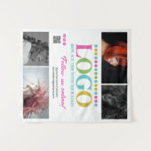 Pink Your Logo Photos QRコードソーシャルメディアのプロモーション タペストリー (正面(横))