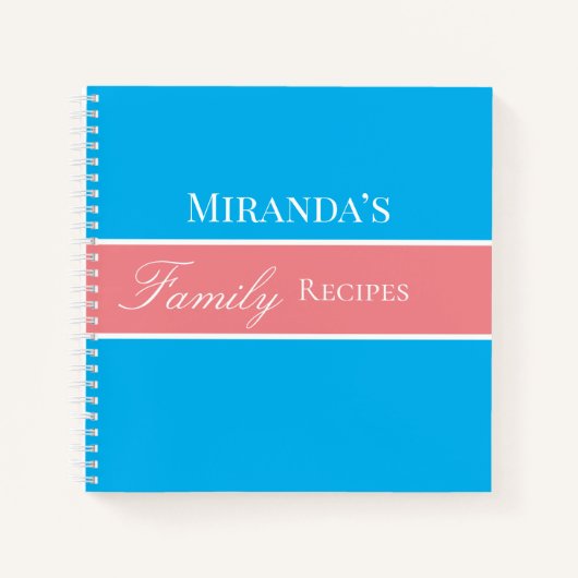 Pink Your Name Familyレシピスクリプトタイポグラフィ ノートブック (正面)