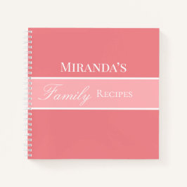 Pink Your Name Familyレシピスクリプトタイポグラフィ ノートブック