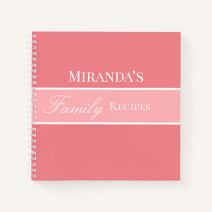 Pink Your Name Familyレシピスクリプトタイポグラフィ ノートブック