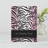Pink Zebra 21歳の誕生日パーティーの招待状 招待状 (スタンド正面)