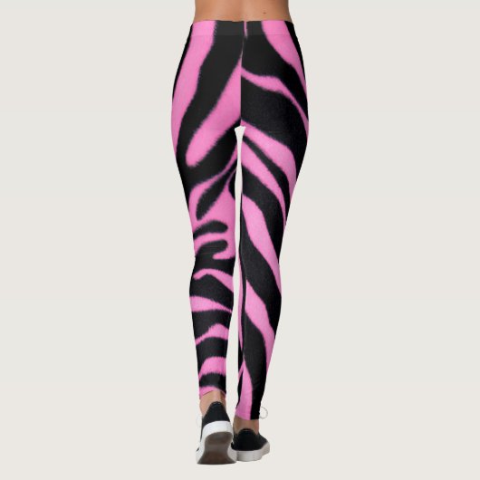 Pink Zebra Pattern Leggings – Bold Animal Print レギンス (裏面)