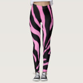 Pink Zebra Pattern Leggings – Bold Animal Print レギンス (正面)