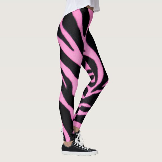 Pink Zebra Pattern Leggings – Bold Animal Print レギンス (右)