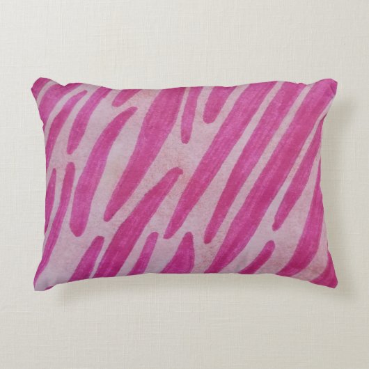 Pink zebra stripes アクセントクッション (正面)