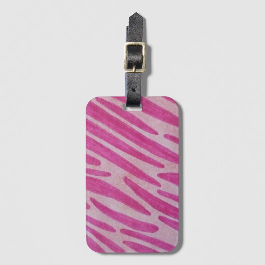Pink zebra stripes ラゲッジタグ (正面縦)