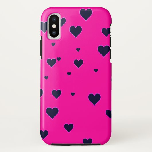 PinkBlackモダンハートiPhoneケース Case-Mate iPhoneケース (裏面)