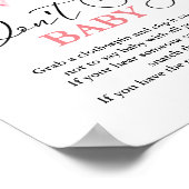 PinkBowはベビーの赤ちゃんシャワーゲームのサインを言わない ポスター (角)