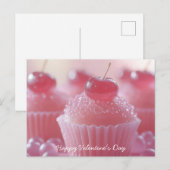 Pinke Cupcakes mit Kirsche Valentinstag ポストカード (正面/裏面)