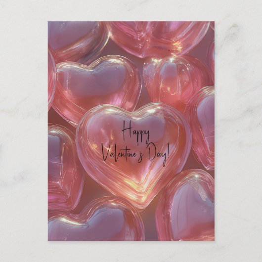Pinke Herzen aus Glas Valentinstag ポストカード (正面)