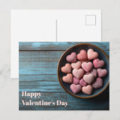 Pinke Herzen in Schale Valentinstag ポストカード (正面/裏面)