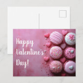 Pinke Macarones mit Herzen Valentinstag ポストカード (正面/裏面)