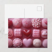 Pinke Pralinen aus Schokolade Valentinstag ポストカード (正面/裏面)