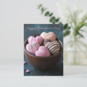 Pinke Schokoladenherzen Valentinstag ポストカード (スタンド正面)