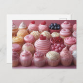 Pinke süße Cupcakes Valentinstag ポストカード (正面/裏面)