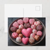 Pinke süße Pralinen aus Schokolade Valentinstag ポストカード (正面/裏面)