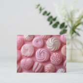 Pinke Süßigkeiten aus Zucker Valentinstag ポストカード (スタンド正面)