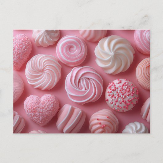 Pinke Süßigkeiten aus Zucker Valentinstag ポストカード (正面)