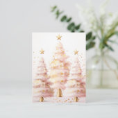 Pinke und goldene Weihnachtsbäume ポストカード (スタンド正面)