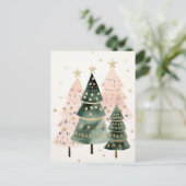 Pinke und grüne Weihnachtsbäume  ポストカード (スタンド正面)