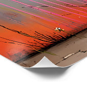 pinker Flamingo mit großen Augen - Cartoon Stil ポスター (コーナー)