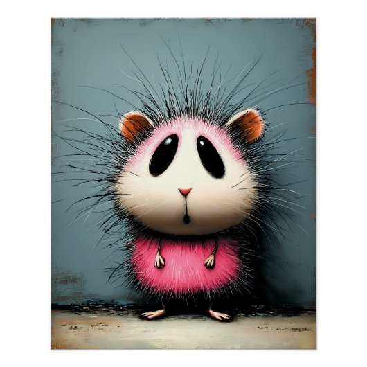 pinker flauschiger Hamster - Cartoon Comic Stil ポスター (正面)