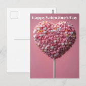 Pinker Herz Cake Pop Valentinstag ポストカード (正面/裏面)