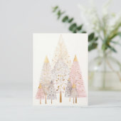 Pinker und goldener Weihnachtsbaum ポストカード (スタンド正面)