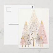 Pinker und goldener Weihnachtsbaum ポストカード (正面/裏面)