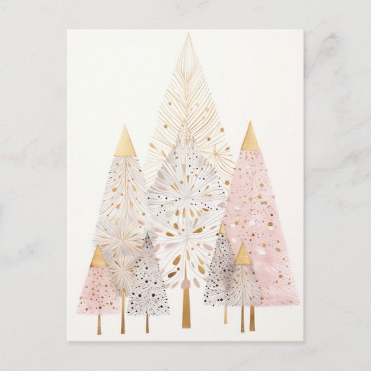 Pinker und goldener Weihnachtsbaum ポストカード (正面)
