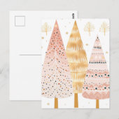 Pinker und goldener Weihnachtsbaum mit Geschenken ポストカード (正面/裏面)