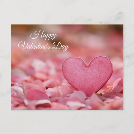 Pinkes Herz im Laub Valentinstag ポストカード (正面)