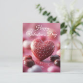 Pinkes Schokoladen Herz Valentinstag ポストカード (スタンド正面)