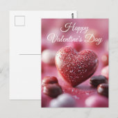 Pinkes Schokoladen Herz Valentinstag ポストカード (正面/裏面)