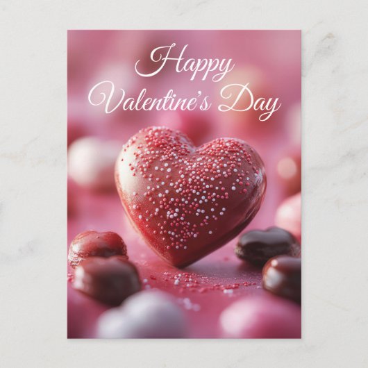 Pinkes Schokoladen Herz Valentinstag ポストカード (正面)