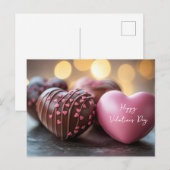 Pinkes Schokoladenherz Valentinstag ポストカード (正面/裏面)