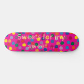 Pinkes Skateboard, bunte Dots, Sweet スケートボード (横)