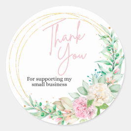 PinkGold Small Business Thank You Round Sticker ラウンドシール