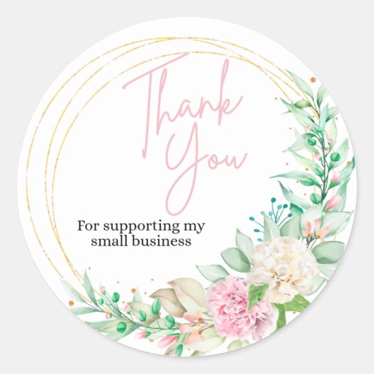 PinkGold Small Business Thank You Round Sticker ラウンドシール (正面)
