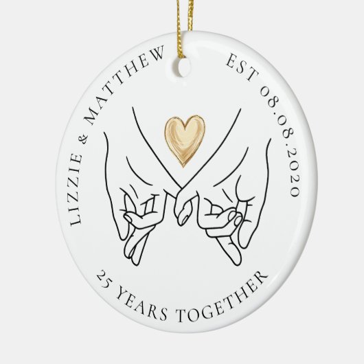 Pinkie Promiseハート結婚の記念写真 セラミックオーナメント (左)