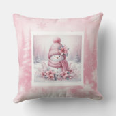 Pinkmas Cozy Snowman Pillow Winter Forest Decor クッション (裏面)