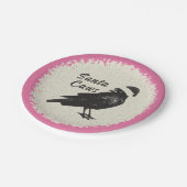 Pinkmas Crow Santa Pink Black and Ivory Christmas ペーパープレート (アングル)