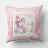 Pinkmas Snowman Forest Christmas Pillow Kids Gift クッション (裏面)
